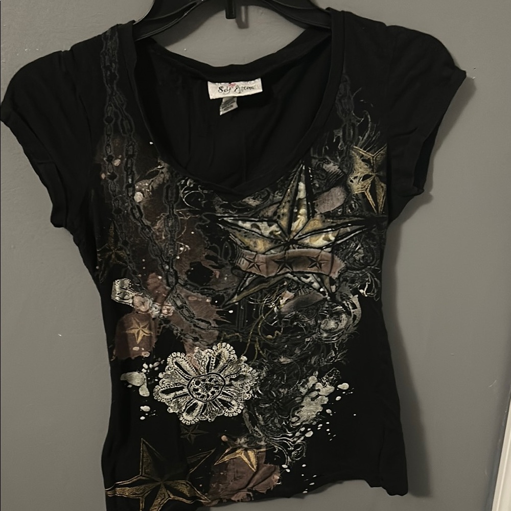 Self Esteem Women's Black Graphic Top